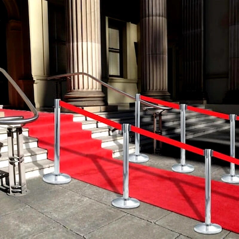 VIDAXL Vidaxl Κολονάκι/διαχωριστικό Δαπέδου Με Ιμάντα Ασημί Από Ανοξ. Ατσάλι