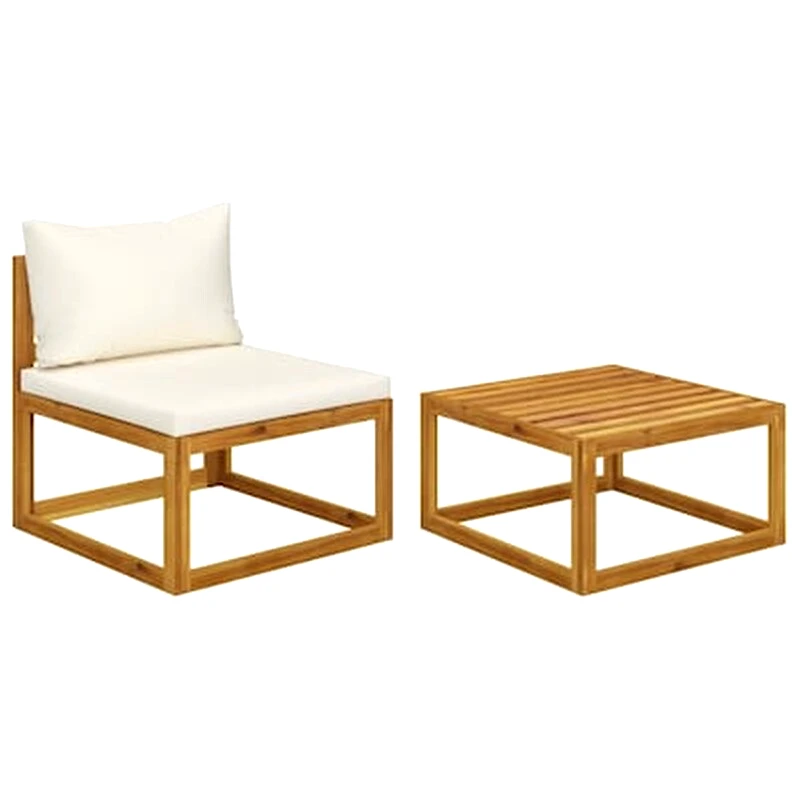 VIDAXL Σαλόνι Κήπου VidaXL 2 τμχ Με Μαξιλάρια από Μασίφ Ξύλο Ακακίας 68x70x60 cm - Κρεμ