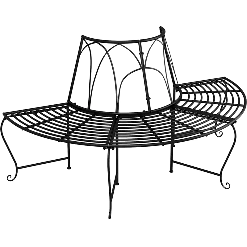 VIDAXL Παγκάκι Δέντρου VidaXL Ημικυκλικό Ατσάλινο 159x78.5x89 cm - Μαύρο