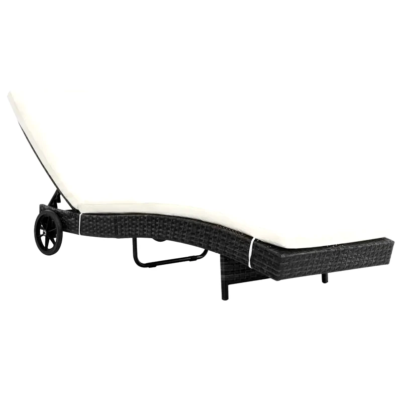 VIDAXL Ξαπλώστρα VidaXL από Συνθετικό Ρατάν 199x60x37 cm - Μαύρη