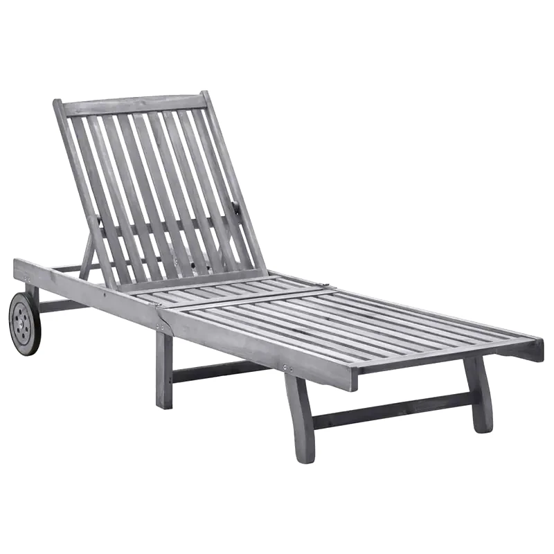 VIDAXL Ξαπλώστρα VidaXL από Μασίφ Ξύλο Ακακίας 199x59/63x30-85 cm - Γκρι
