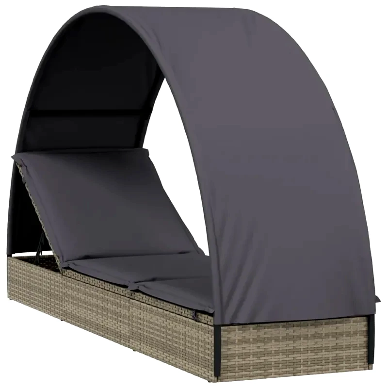 VIDAXL Ξαπλώστρα VidaXL από Συνθετικό Ρατάν 211x57x140 cm - Μαύρη