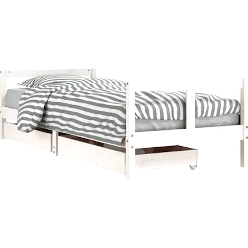 VIDAXL Vidaxl Πλαίσιο Παιδικού Κρεβατιού από Ξύλο Πεύκου Με Συρτάρια - Λευκό (80 x 160 cm)