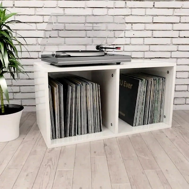 VIDAXL Vidaxl Έπιπλο Δίσκων Βινυλίου Γυαλιστ. Λευκό 71x34x36 Εκ. Μοριοσανίδα