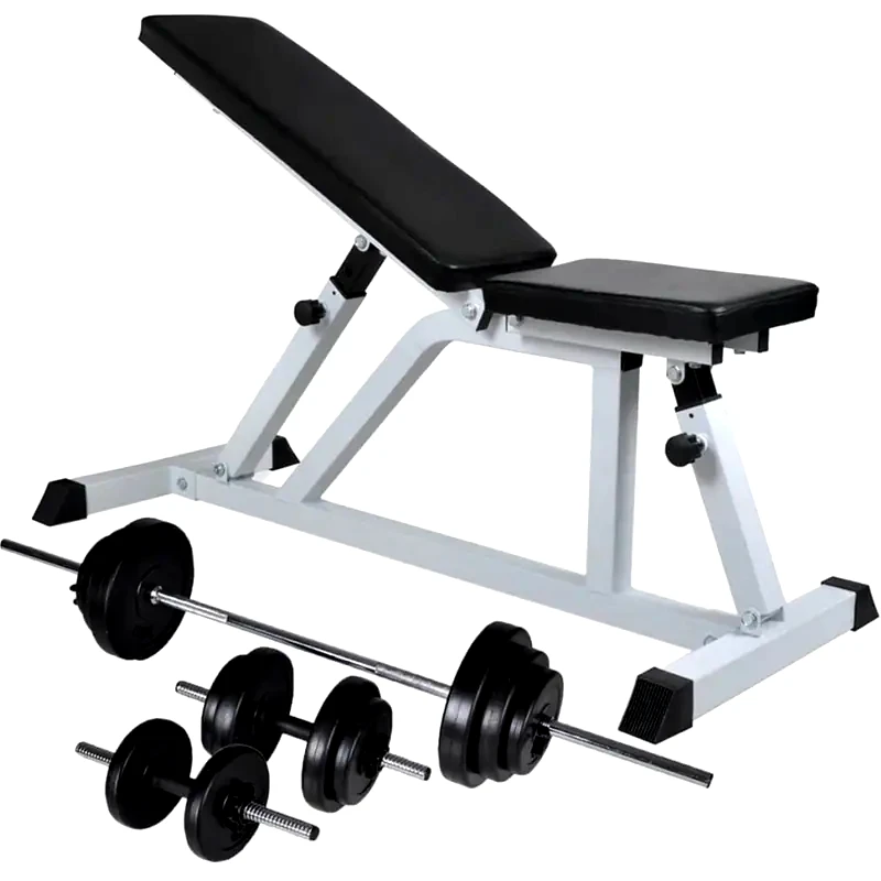 VIDAXL Σετ Ρυθμιζόμενος Πάγκος Γυμναστικής VidaXL 30.5kg - Μαύρος