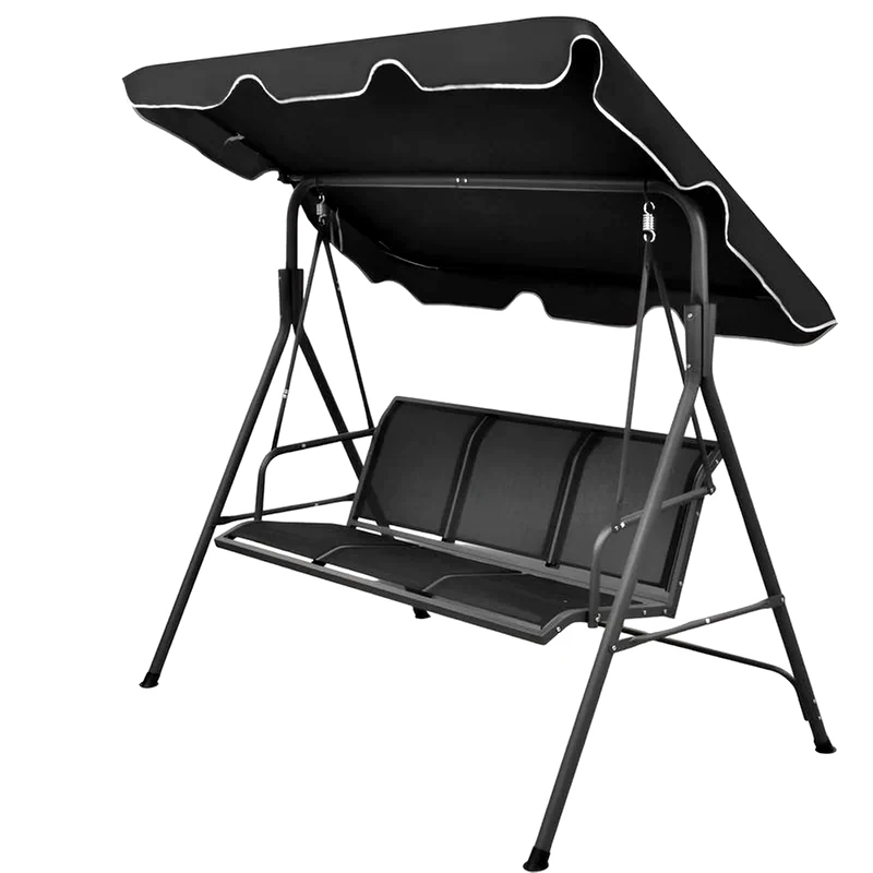 VIDAXL Κούνια Κήπου VidaXL με Σκίαστρο από Ατσάλι 178x112x155 cm - Μαύρο