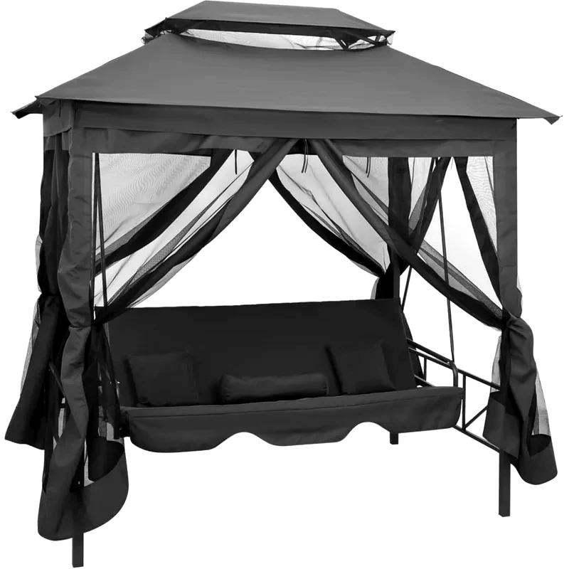 VIDAXL Κούνια Κήπου VidaXL με Σκίαστρο από Χάλυβα 220x160x240 cm - Ανθρακί