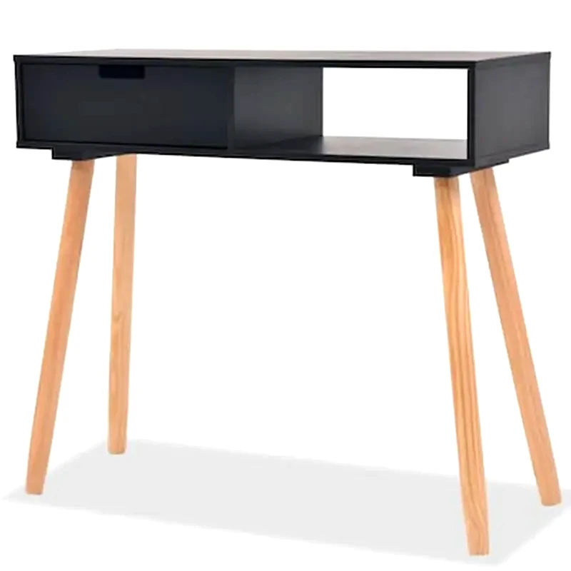 VIDAXL Κονσόλα Vidaxl από Μασίφ Ξύλο Πεύκου 80x30x72 cm - Μαύρη