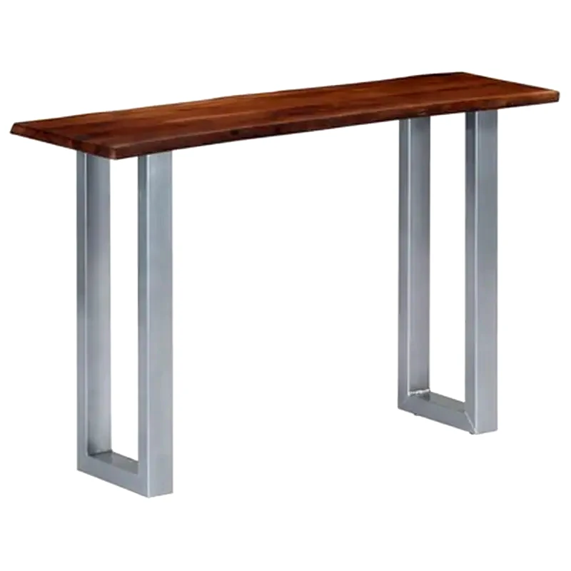 VIDAXL Κονσόλα Vidaxl από Μασίφ Ξύλο Ακακία και Σίδηρο 115x35x76 cm - Καφέ/Ασημί