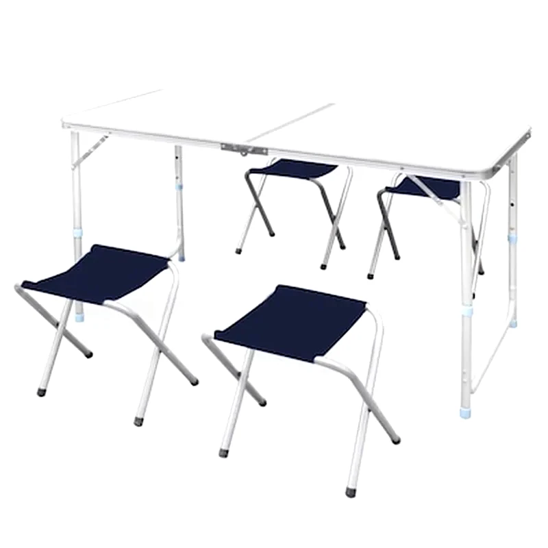 VIDAXL Vidaxl Τραπέζι Βαλίτσα Πτυσσόμενο Με 4 Σκαμπό Ρυθμιζόμενο Ύψος 120 X 60 Cm