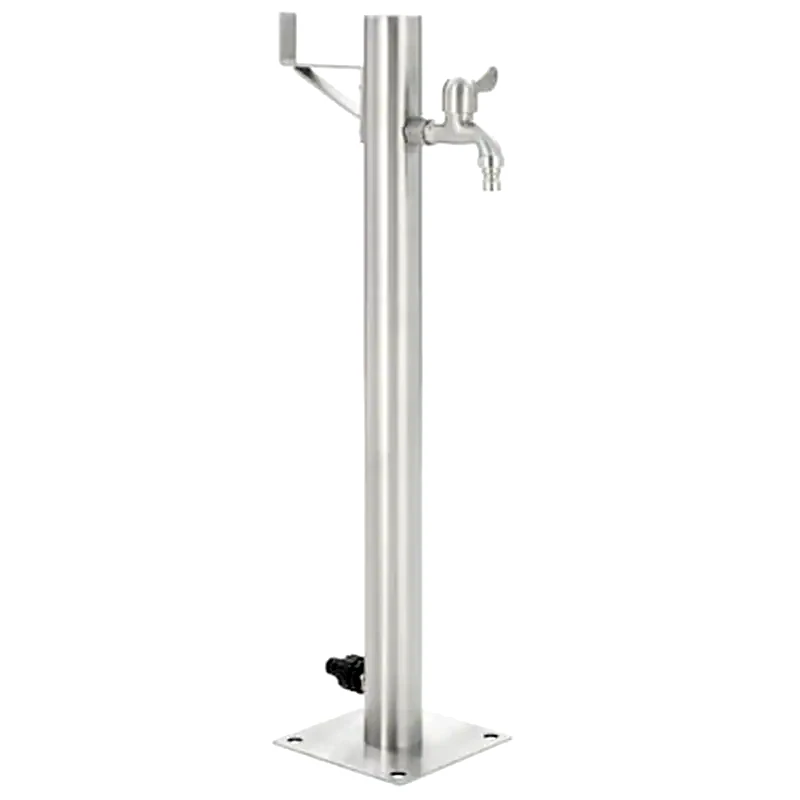 VIDAXL Vidaxl Βρύση Δαπέδου Κήπου Στρογγυλή 65 Εκ. Από Ανοξείδωτο Ατσάλι