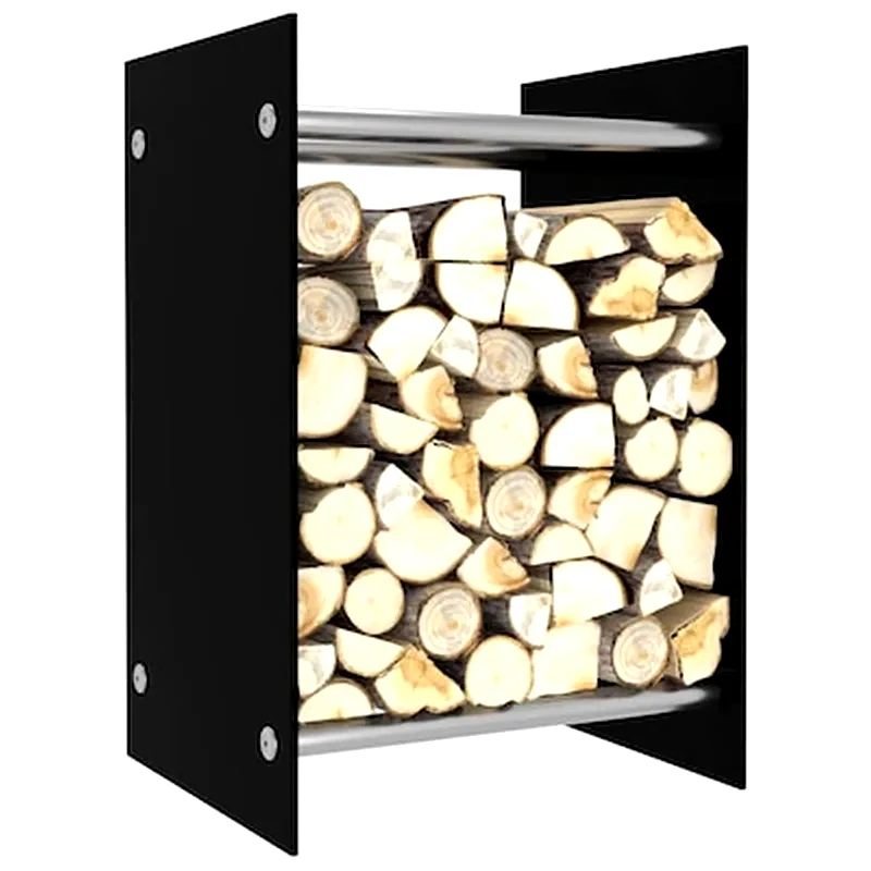 VIDAXL Vidaxl Ράφι Καυσόξυλων Μαύρο 40 X 35 X 60 Εκ. Γυάλινο