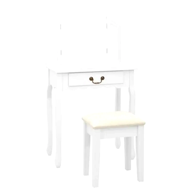 VIDAXL Vidaxl Μπουντουάρ Με Σκαμπό Λευκό 65x36x128 Εκ. Ξύλο Παυλώνιας / Mdf