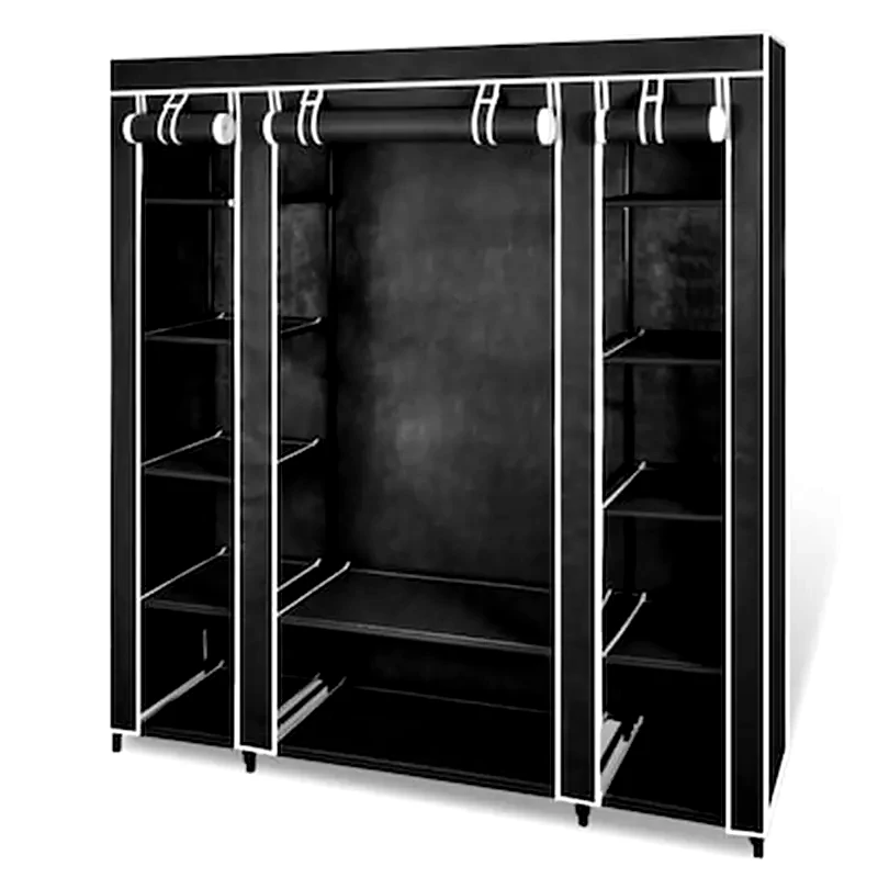 VIDAXL Vidaxl Ντουλάπα Με Ράφια / Σωλήνες Μαύρη 45 X 150 X 176 Εκ. Υφασμάτινη