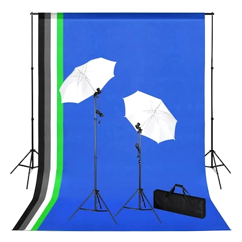 VIDAXL Vidaxl Κιτ Στούντιο Φωτογράφισης Με Φόντα, Λαμπτήρες Και Ομπρέλες
