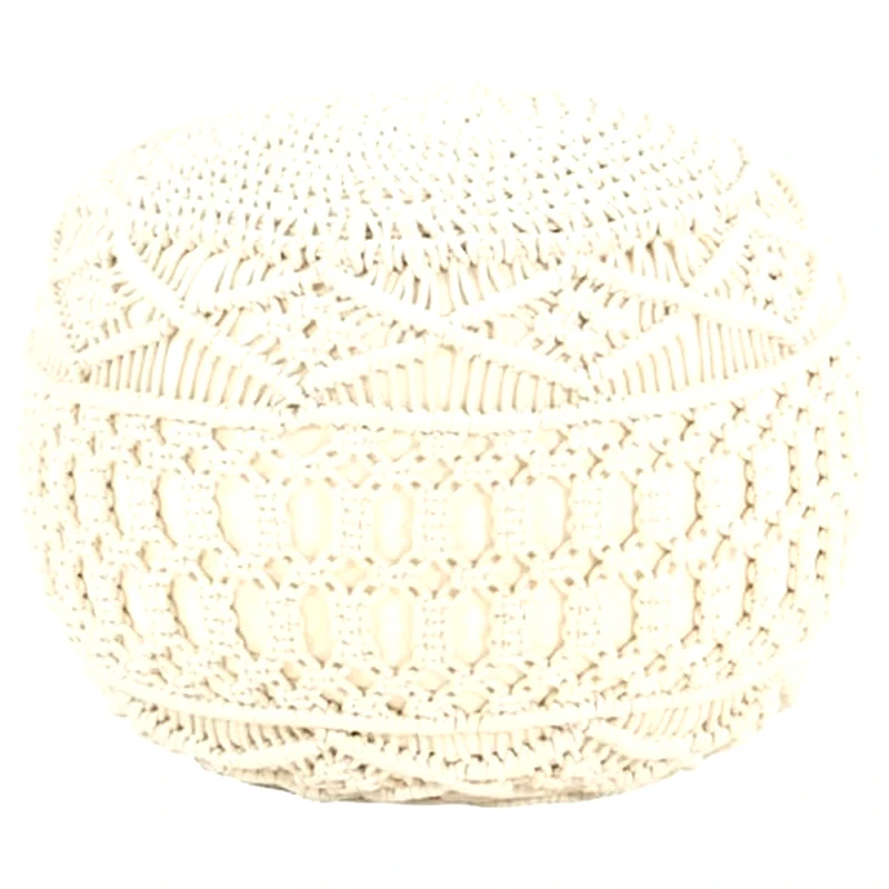 VIDAXL Πουφ Vidaxl Μακραμέ Από Βαμβάκι 45x30 cm - Λευκό