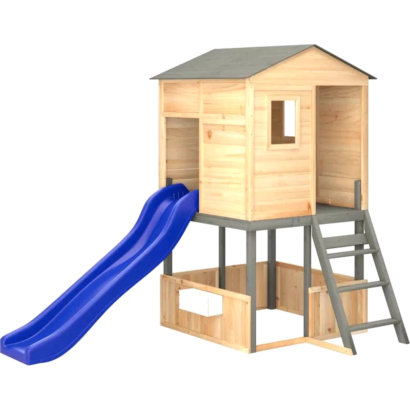 VIDAXL VidaXL Παιδική Χαρά Εξωτερικού Χώρου από Μασίφ Ξύλο Ελάτης - Καφέ/ Γκρι