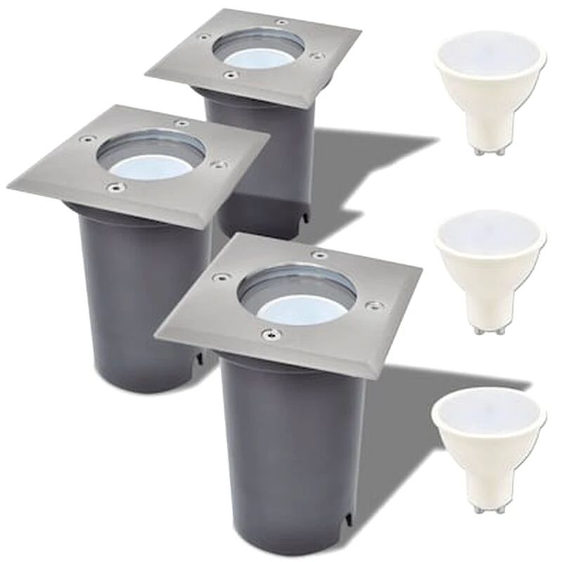 VIDAXL Vidaxl Φωτιστικά Χωνευτά Led Εξωτερικού Χώρου 3 Τεμ. Τετράγωνα