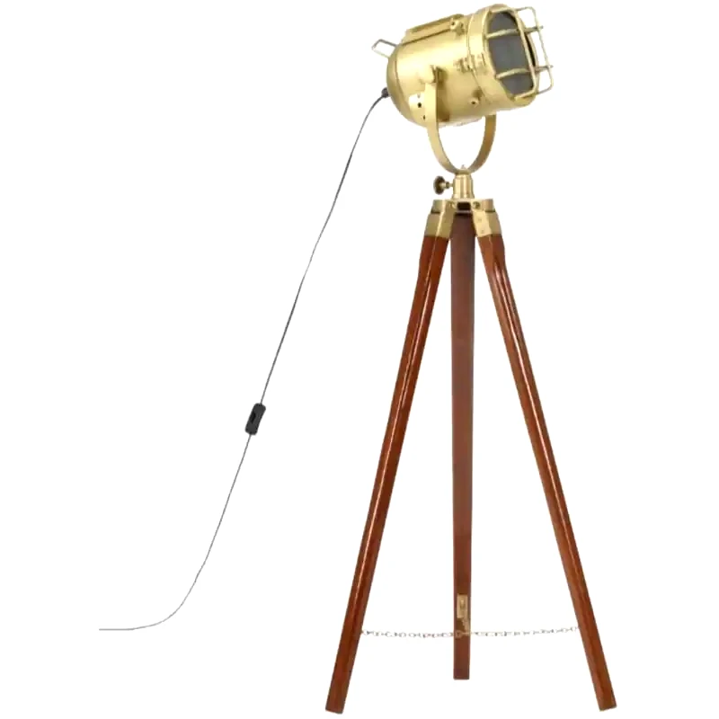 VIDAXL Vidaxl Φωτιστικό Δαπέδου Προβολέας Τρίποδο 97 Εκ. Μασίφ Ξύλο Μάνγκο