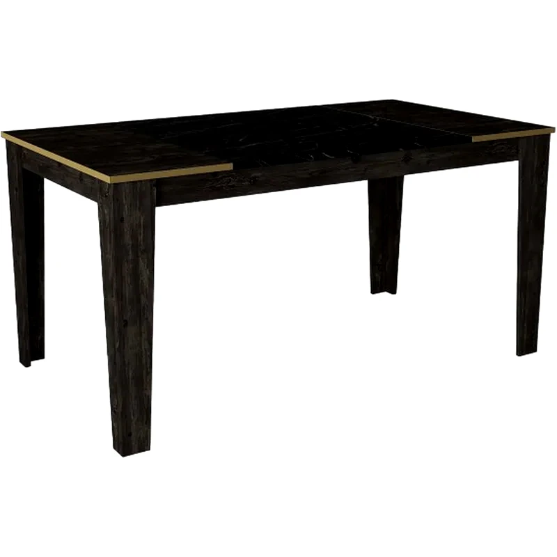 24MALL Τραπέζι Woodwell Verona 145x85x76.2 cm - Μαύρο/Χρυσό