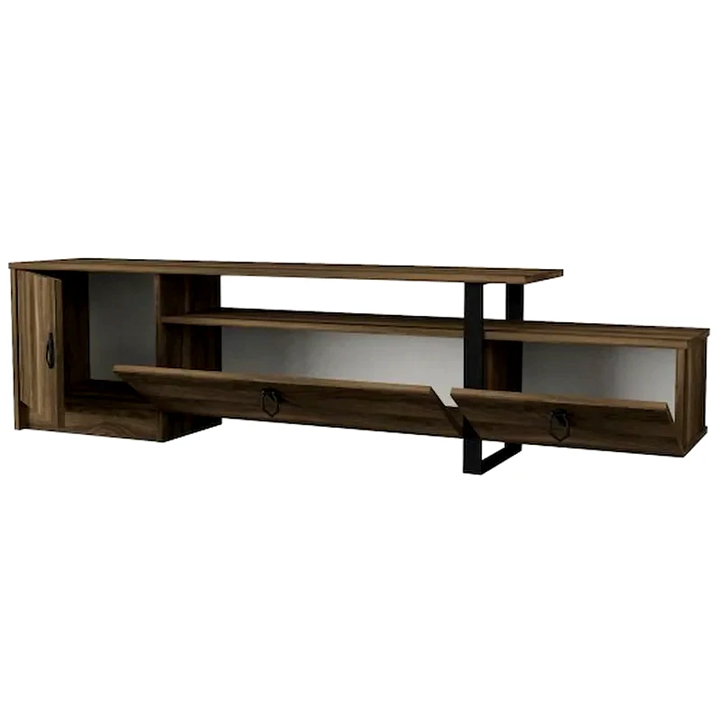 24MALL Έπιπλο Τηλεόρασης Bergamo από Μοριοσανίδα 180x31.5x46.2cm - Καρυδί/Μαύρο