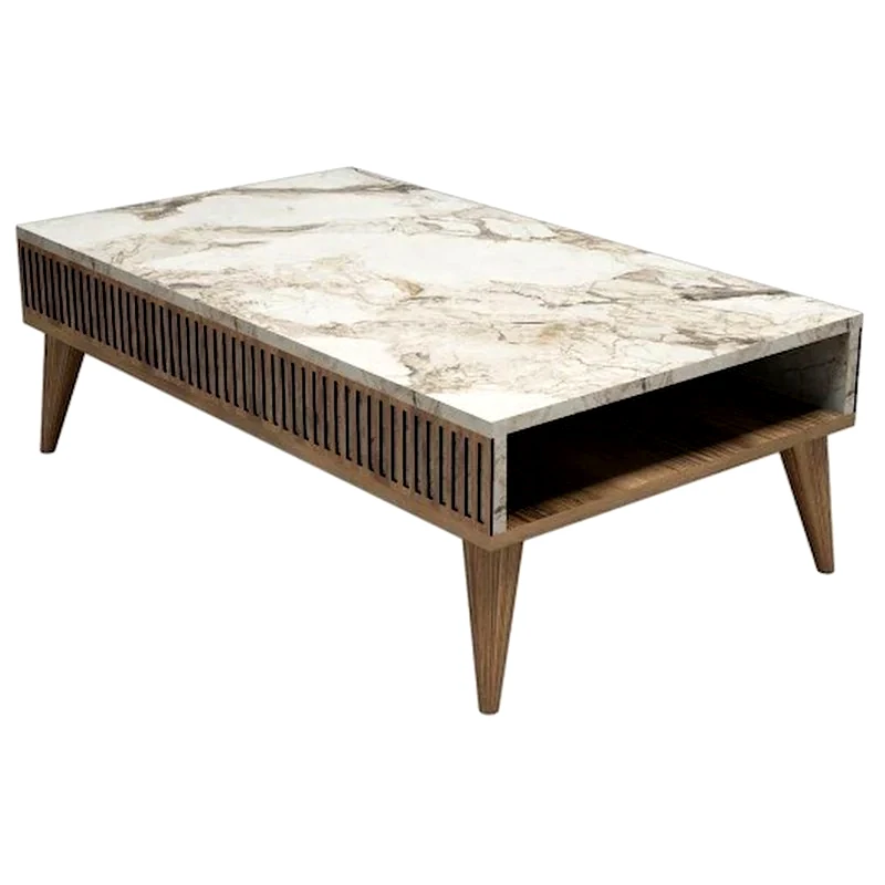 24MALL Τραπεζάκι Σαλονιού 24Mall Pavia από Μοριοσανίδα 105x60x34.6 cm - Καφέ/Λευκό