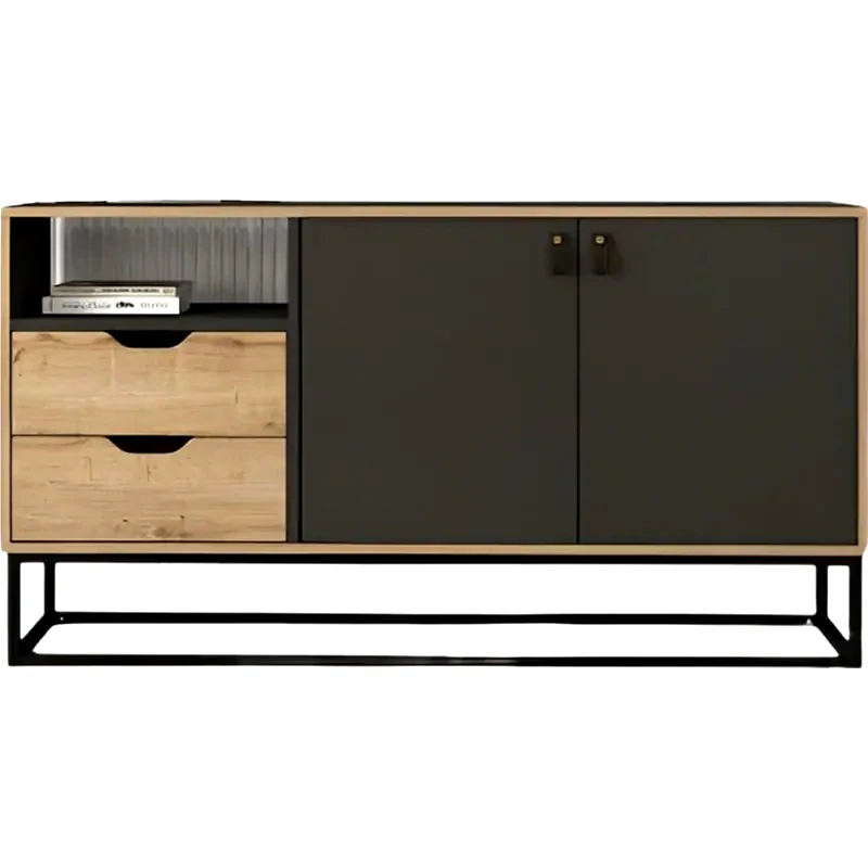 24MALL Μπουφές 24Mall Barbara από Μοριοσανίδα/Μέταλλο 150x35x80 cm - Καφέ/Μαύρος