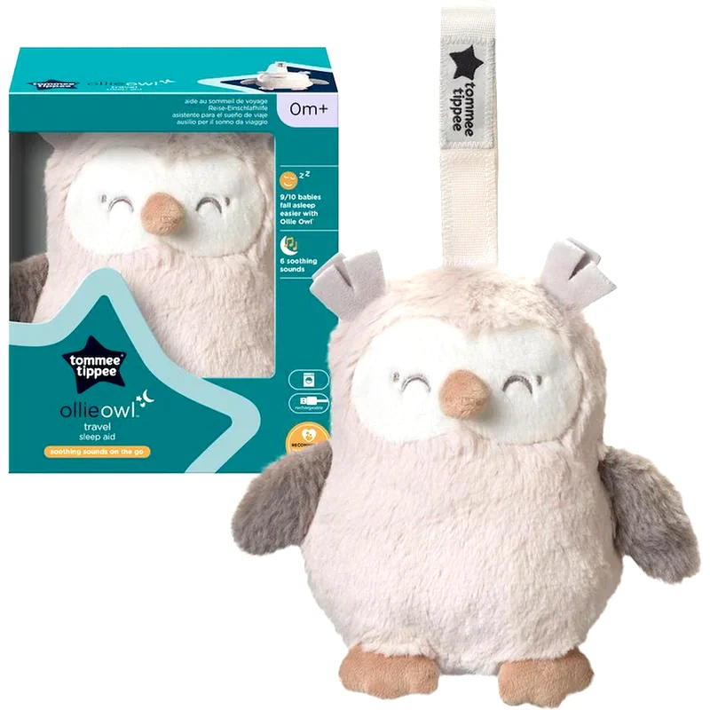 TOMMEE TIPPEE Tommee Tippee Ollie The Owl Ταξιδιωτικό Κρεμαστό Παιχνίδι/ Βοήθημα Ύπνου με Αισθητήρα για Κλάμα, Φως, Ήχο