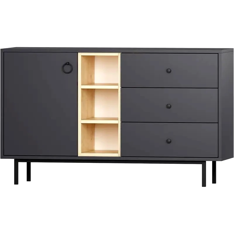 24MALL Μπουφές 24Mall Bigio από Μοριοσανίδα 130x40x48.6 cm - Ανθρακί