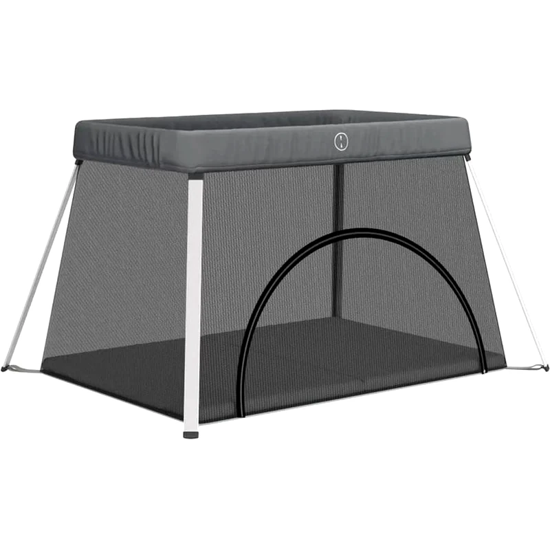 VIDAXL Παρκοκρέβατο VidaXL με Στρώμα Δίχτυ Γκρι