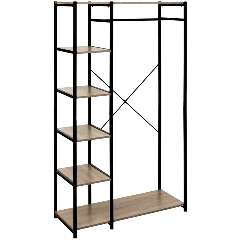 SPITISHOP Κρεμάστρα Ρούχων Δαπέδου με Ράφια Spitishop F-v Aliaj 181234 100x40x170 cm - Μαύρη/Μπεζ