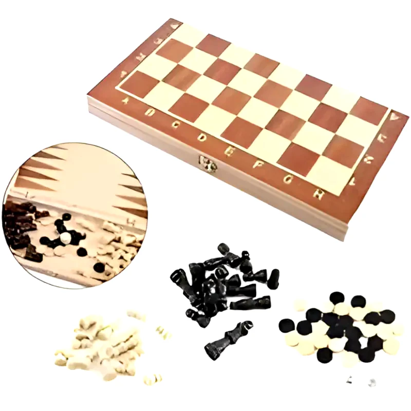 OEM Ξύλινο Επιτραπέζιο Παιχνίδι Σκάκι Και Τάβλι, 25x25 Cm