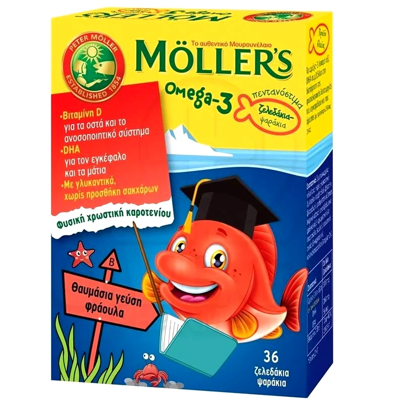 MOLLER'S Λιπαρά Οξέα MOLLERS Omega-3 Φράουλα - 36 Ζελεδάκια