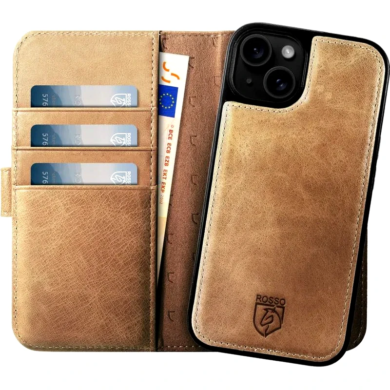 ROSSO Θήκη Apple iPhone 15 Plus - Rosso Elite Magsafe Πορτοφόλι - Μπεζ