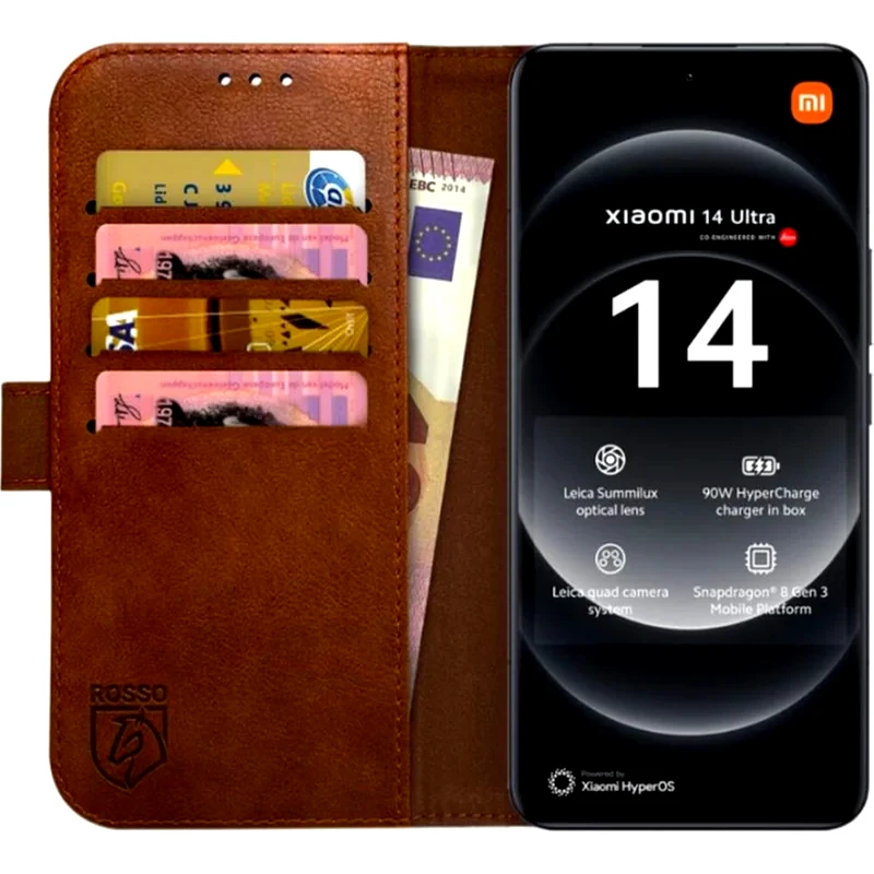 ROSSO Θήκη Xiaomi 14 Ultra - Rosso Element Πορτοφόλι - Brown