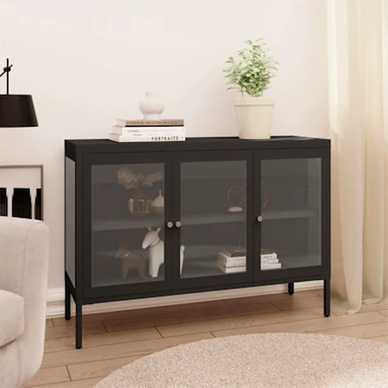 VIDAXL Vidaxl Μπουφές Ανθρακί 105 X 35 X 70 Εκ. Από Ατσάλι Και Γυαλί