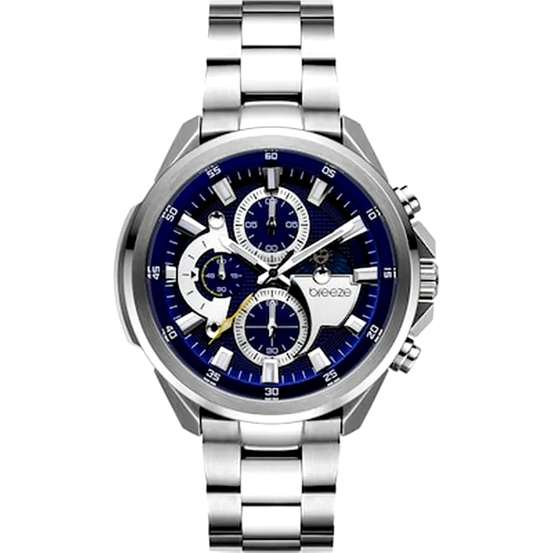 BREEZE Breeze Omnius 612112.3 Ρολόι Χρονογράφος Μπαταρίας με Ασημί Μεταλλικό Μπρασελέ