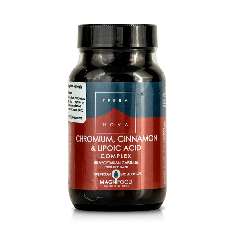 TERRANOVA Συμπλήρωμα Διατροφής Terranova Chromium, Cinnamon Lipoic Acid Complex - 50 Κάψουλες