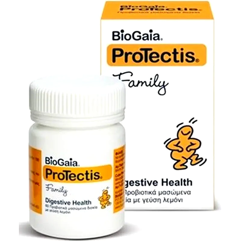 BIOGAIA Προβιοτικό Biogaia Family Protectis For Gut Comfort Λεμόνι - 60 μασώμενες ταμπλέτες