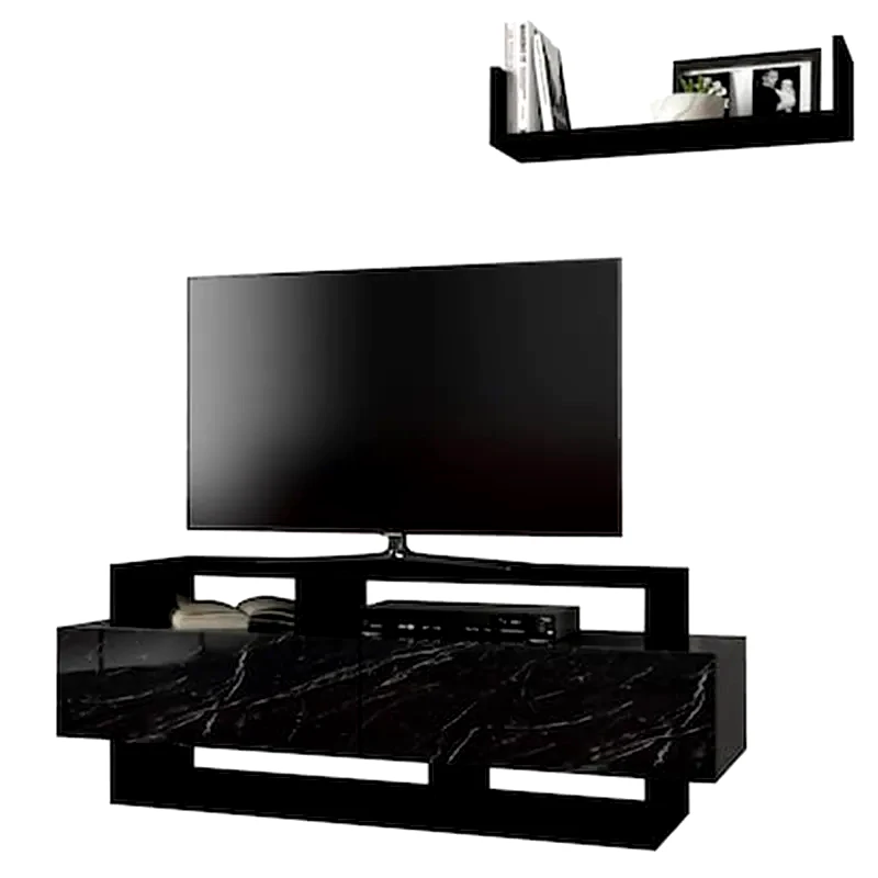 WELHOME Επιπλο Τηλεορασης Bendir 120x30x44 cm - Mαύρο