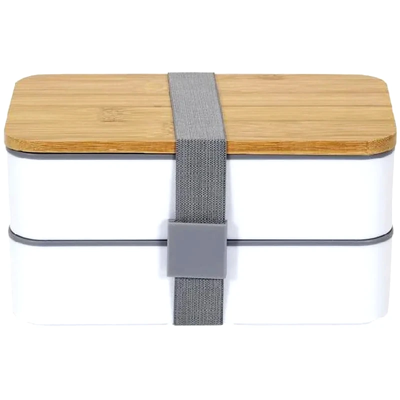 COOK CONCEPT Φαγητοδοχείο Lunch Box Cook Concept 2 Επιπέδων με Μαχαιροπίρουνα 18.5x10.5x9.7 cm Ka4820 - Λευκό/Γκρι