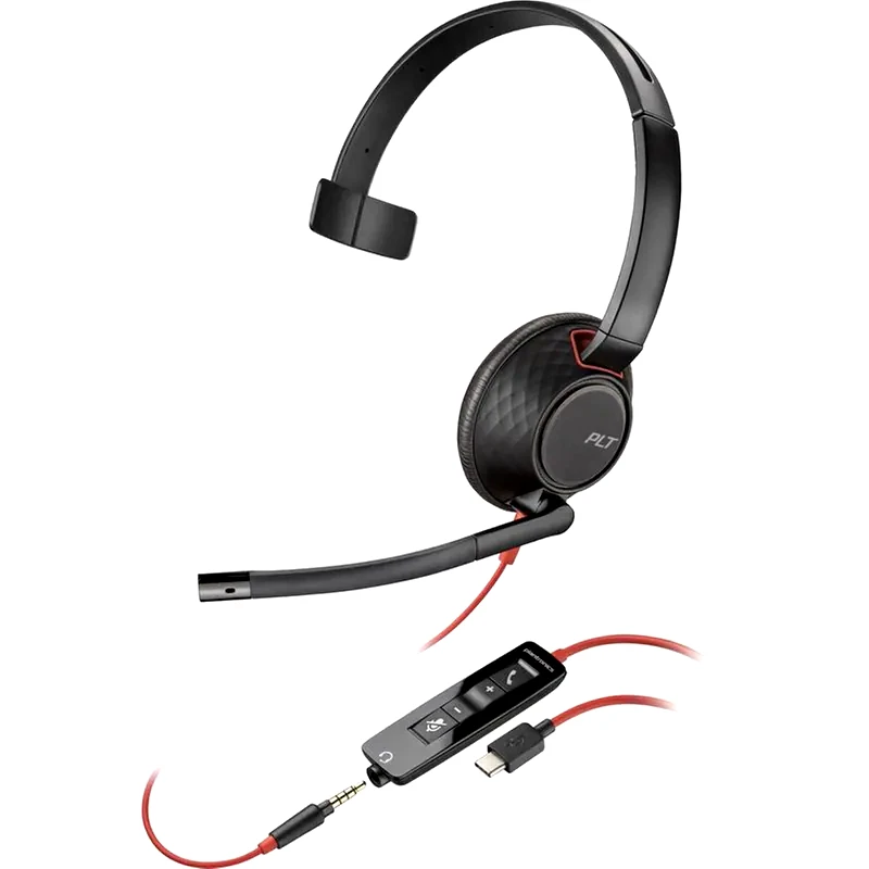 POLY Ενσύρματα Ακουστικά με Μικρόφωνο Poly Blackwire C5210 - Μαύρο