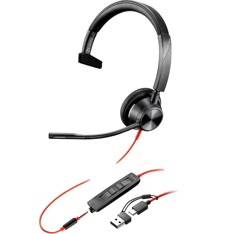 POLY Ενσύρματα Ακουστικά με Μικρόφωνο Poly Blackwire 3315 - Μαύρο