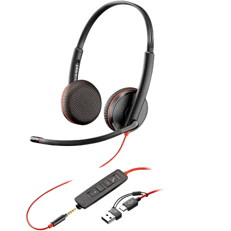 POLY Ενσύρματα Ακουστικά με Μικρόφωνο Poly Blackwire 3225 - Μαύρο