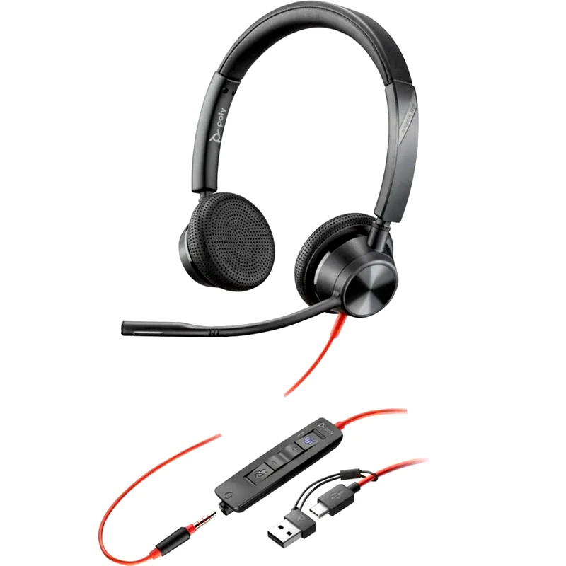 POLY Ενσύρματα Ακουστικά με Μικρόφωνο Poly Blackwire 3325 - Μαύρο