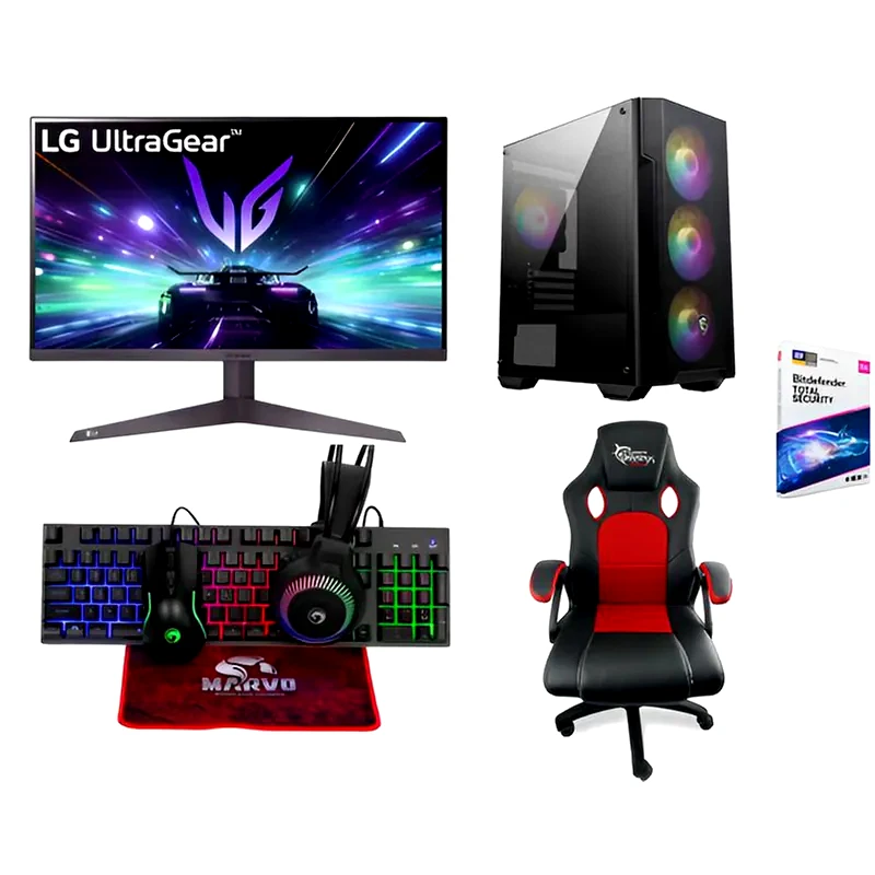 INTRA Bundle Desktop Intra (Ryzen 5-8500G/16GB/512GB SSD/Radeon 740M/Win11Home) + LG Gaming Monitor 27 27GS50F FHD VA 180Hz 1ms + Σετ Gaming 4 in 1 CM416 + Gaming Chair White Shark + Antivirus Bitdefender