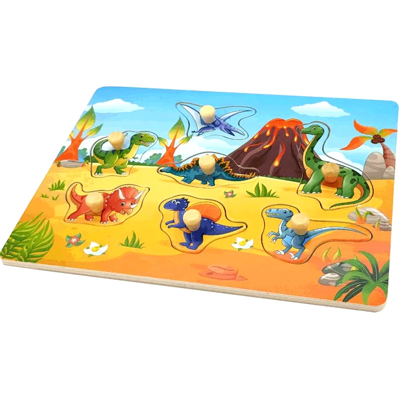 REMOUNDO Παιδικό Παζλ Remoundo Ξύλινο Με 7 Σφηνώματα Δεινόσαυροι