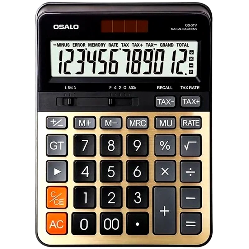 OSALO Αριθμομηχανή Λογιστική Γραφείου Osalo 12 Ψηφίων Os-3tv Χρυσό
