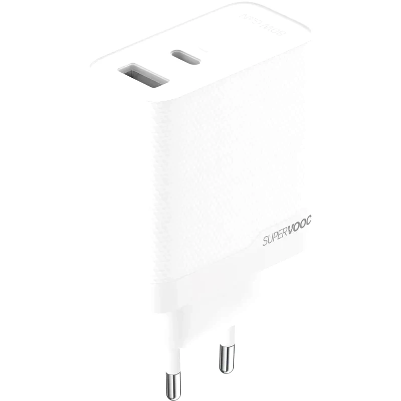 OPPO Φορτιστής Πρίζας Oppo SUPERVOOC Dual Port Power Adapter USB-A/USB-C 80W - White