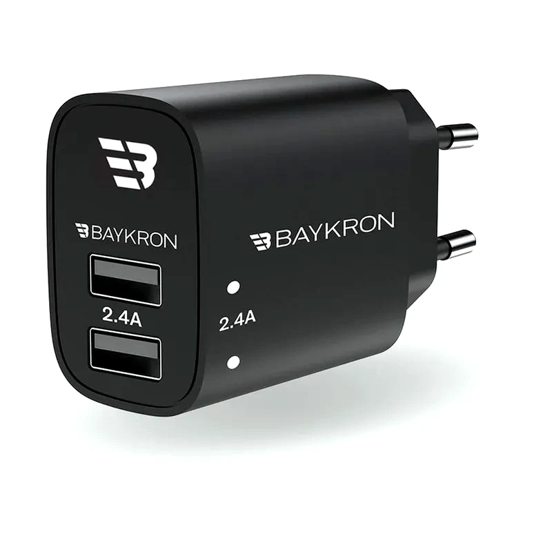 BAYKRON Φορτιστής Πρίζας Baykron Travel Adapter Dual USB 12W - Black